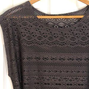 Gray Laser Cut Lace Dress / Swim Cover-Up